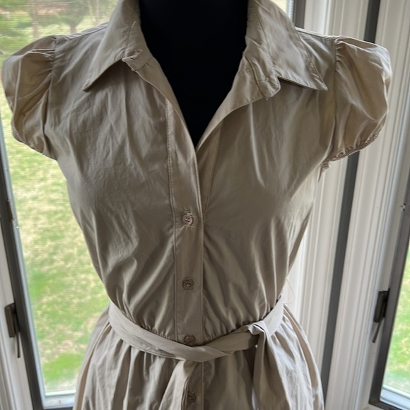 Aqua Khaki Button Down with Tiered Layered Look Dress! - Picture 2 of 8